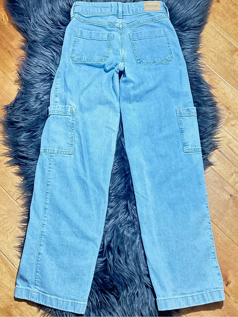 Abercrombie Kids Girls High Rise Wide Leg Utility Jeans Size 11/12 Long